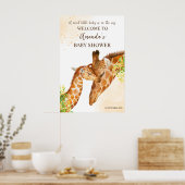 Poster Baby shower safari Cute Giraffe signe de bienvenue (Cuisine)