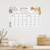 Poster Baby shower Safari Devis Date d'échéance Calendrie (Cuisine)