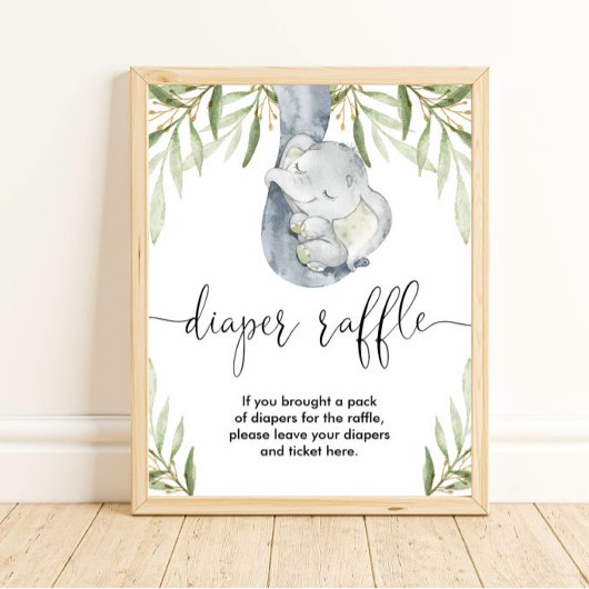 Poster Baby shower safari éléphant  de tombola