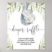 Poster Baby shower safari éléphant  de tombola (Devant)