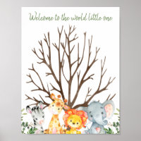 Baby shower Safari Empreintes digitales Inscriptio