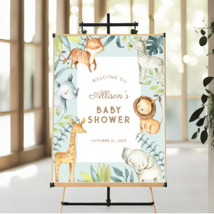 Poster Baby shower Safari garçon signe de bienvenue