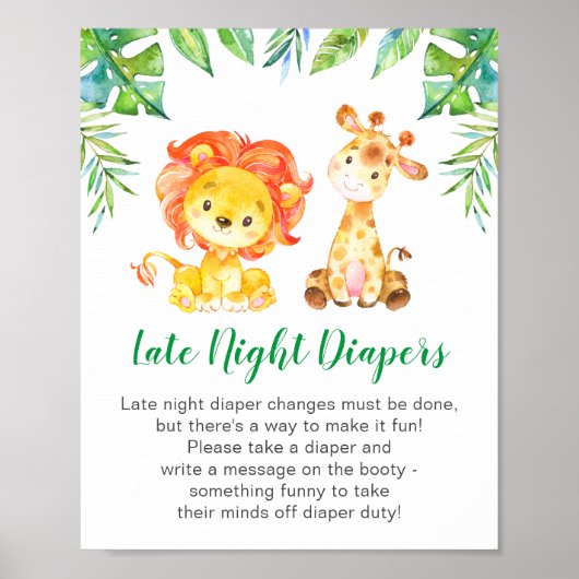 Poster Baby shower Safari sauvage Jungle (Devant)