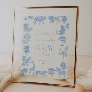 Poster Baby shower Safari Toile De Jouy Bienvenue