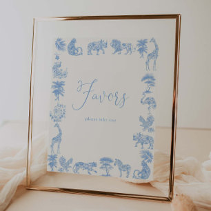 Poster Baby shower Safari Toile De Jouy Privilèges