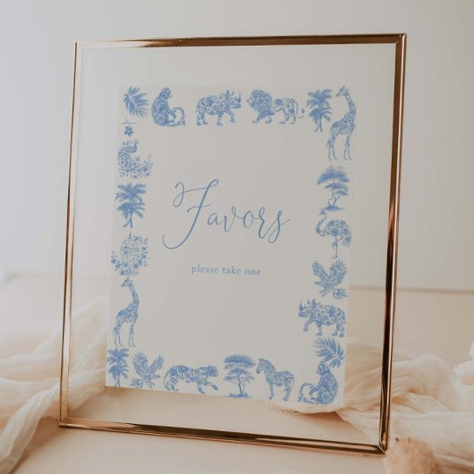 Poster Baby shower Safari Toile De Jouy Privilèges