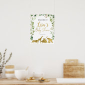 Poster Baby shower Safari vert signe de bienvenue (Cuisine)