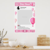 Poster Baby shower Selfie Cadre Personnalisé Globos Aéros (Cuisine)