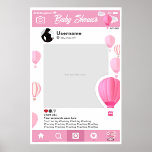 Poster Baby shower Selfie Cadre Personnalisé Globos Aéros
