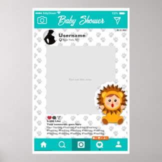 Poster Baby shower Selfie Cadre Personnalisé Leoncito