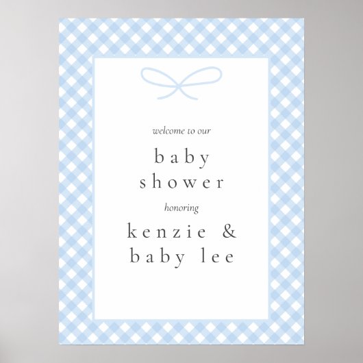 Poster Baby shower simple et moderne avec plan bleu (Devant)