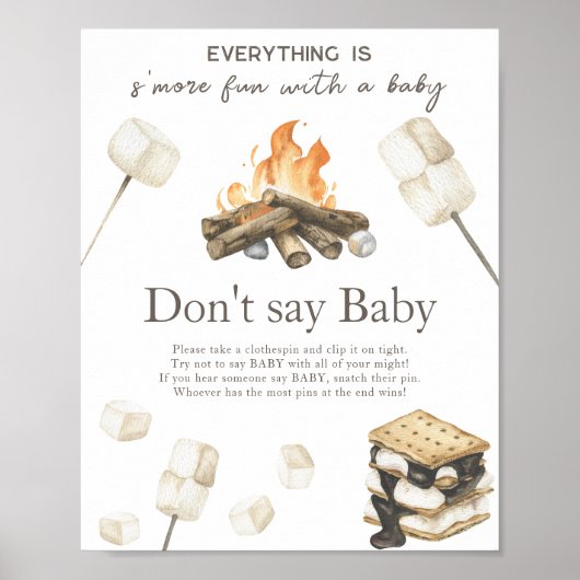 Poster Baby shower S'more - Ne dites pas bébé  (Devant)