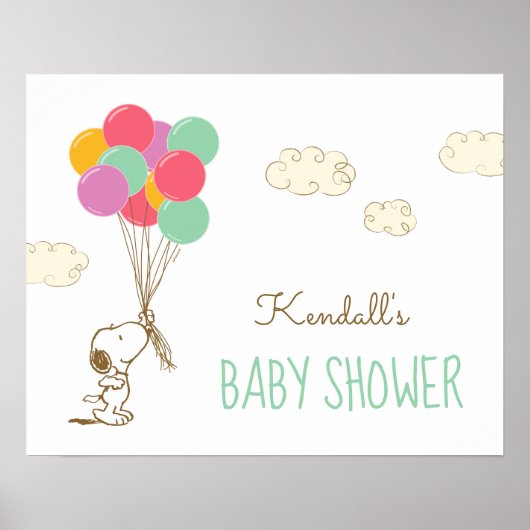 Poster Baby shower Snoopy et Balloons (Devant)