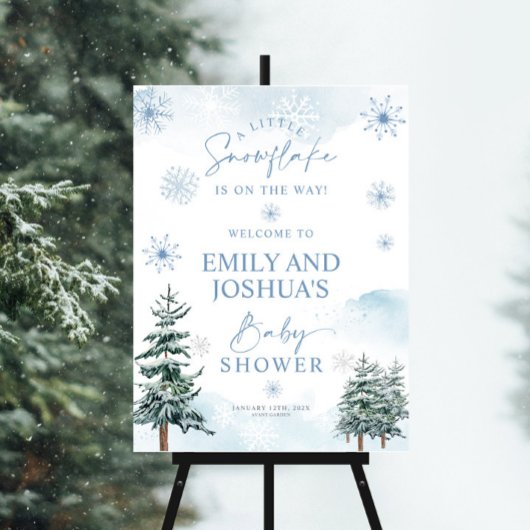 Poster Baby shower Snowflake Panneau de bienvenue