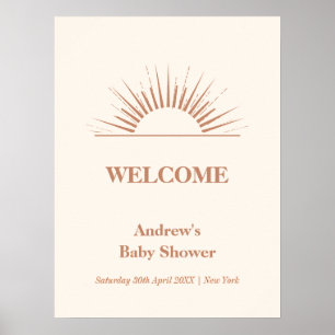 Poster Baby shower Soleil Boho Neutre Simple Accueil