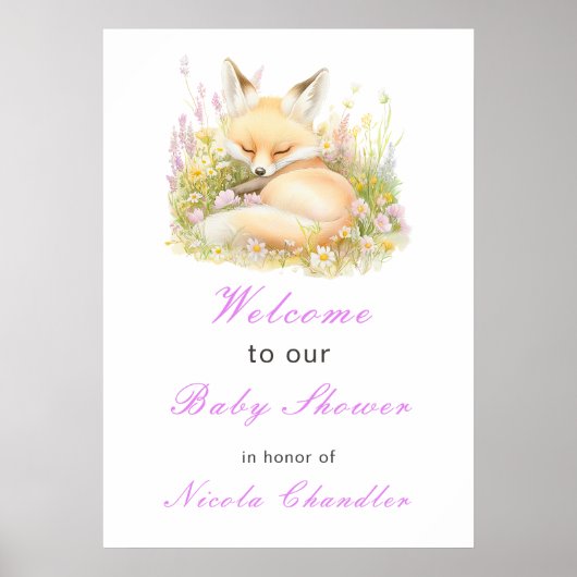 Poster Baby shower Spring Fox (Devant)