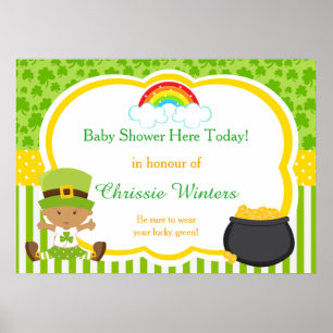 Poster Baby shower st patrick afro-américain pour filles