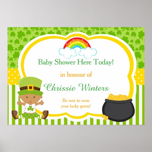Poster Baby shower st patrick afro-américain pour filles (Devant)