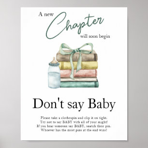 Poster Baby shower Storybook - Ne dites pas bébé
