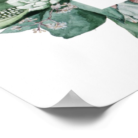 Poster Baby shower Succulent et Eucalyptus Bienvenue (Coin)