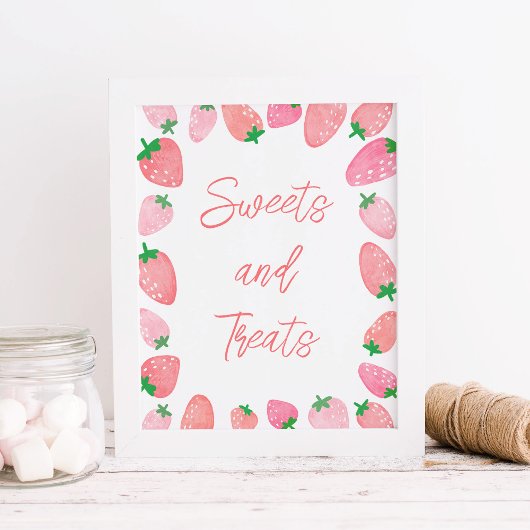 Poster Baby shower sucré aux fraises