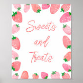Poster Baby shower sucré aux fraises (Devant)