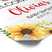 Poster Baby shower Sunflower BBQ Bienvenue (Coin)