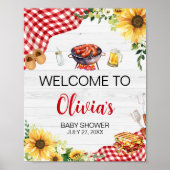 Poster Baby shower Sunflower BBQ Bienvenue (Devant)