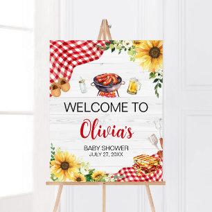 Poster Baby shower Sunflower BBQ Bienvenue