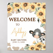 Poster Baby shower Sunflower Holy Cow Bienvenue (Devant)