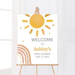 Poster Baby shower Sunshine Boho Retro Bienvenue