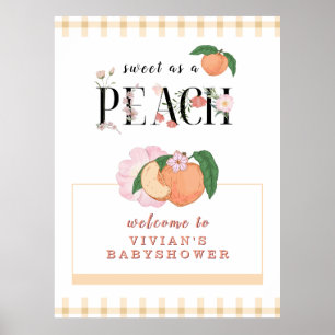 Poster Baby shower Sweet Little Peach Bienvenue