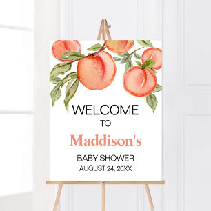 Poster Baby shower Sweet Little Peach Bienvenue