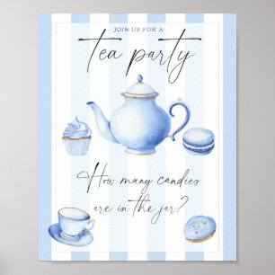 Poster Baby shower Tea Party devinez combien de bonbons
