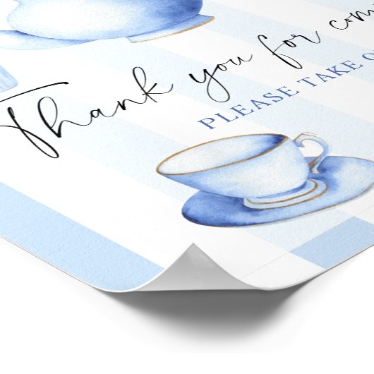 Poster Baby shower Tea Party - Merci pour venir (Coin)