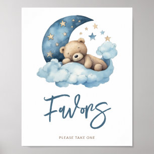 Poster Baby shower Teddy Bear Moon Faveurs