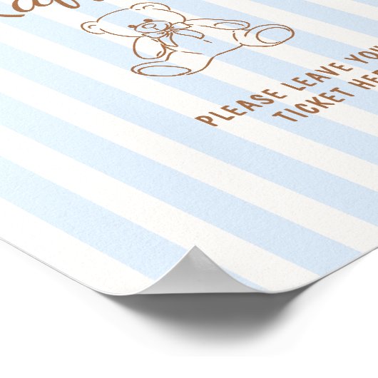 Poster Baby shower Teddy Bear Tan Blue Stripes (Coin)