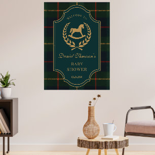 Poster Baby shower thème Polo Cheval Vintage classique