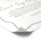 Poster Baby shower Tini One Martini ne pas dire signe béb (Coin)