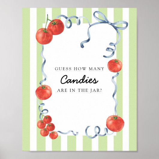 Poster Baby shower Tomate Devinez combien de bonbons (Devant)