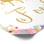 Poster Baby shower Unicorn Anniversaire Nourriture Fée Fl (Coin)