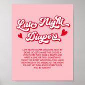 Poster Baby shower Valentine Late Night Diapers Jeu (Devant)