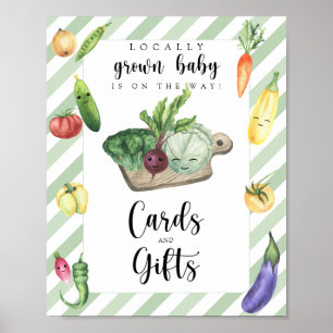 Poster Baby shower végétalien - cartes et cadeaux