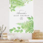 Poster Baby shower verdoyant Aquarelle Bienvenue (Cuisine)