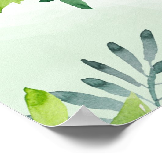 Poster Baby shower verdure couronne (Coin)