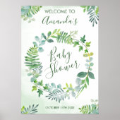 Poster Baby shower verdure couronne (Devant)