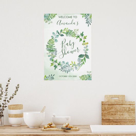 Poster Baby shower verdure couronne (Cuisine)
