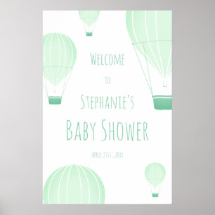 Poster Baby shower vert à air chaud