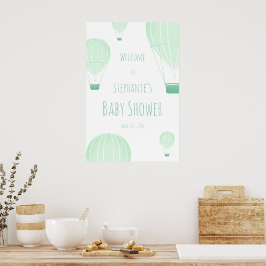 Poster Baby shower vert à air chaud (Cuisine)
