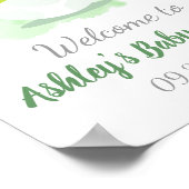 Poster Baby shower Vert Aquarelle Cute Dinosaur Bienvenue (Coin)